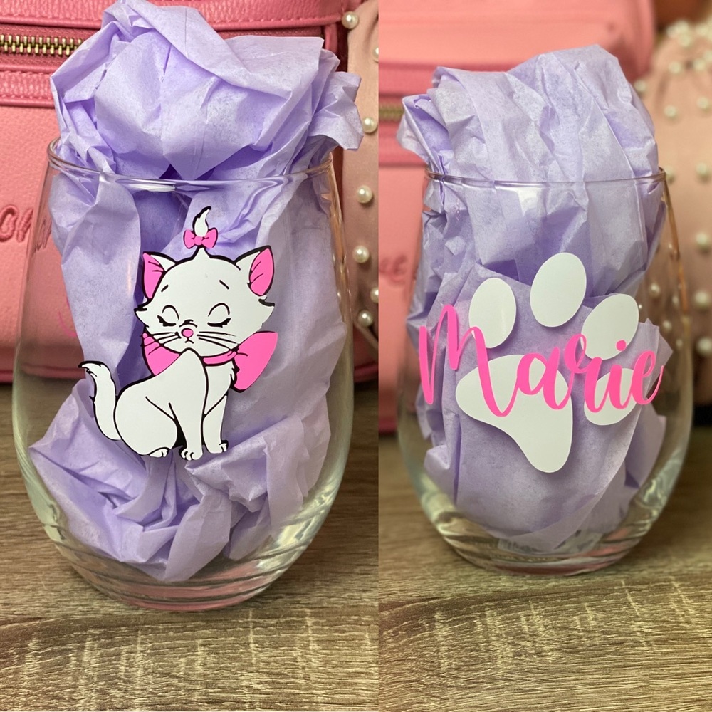 Marie Stemless Wine Glass Aristocats